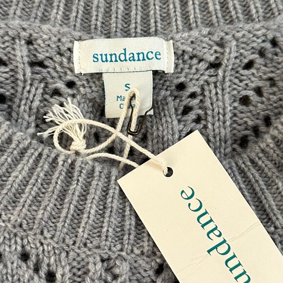 NWT Sundance Leah Mae Pointelle Sweater Dress Wool Blend SMALL Gray Long Sleeve - Picture 3 of 7